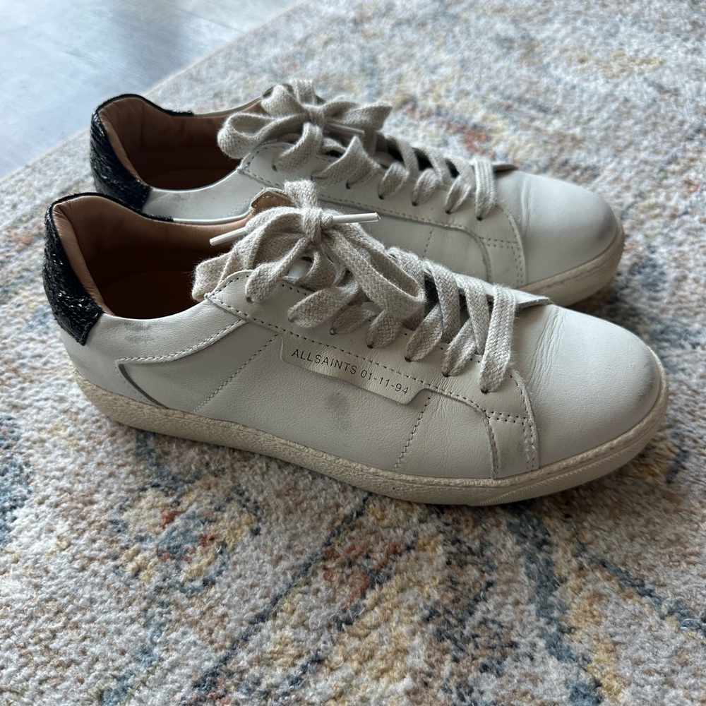 All Saints Women's White and Black Sneakers